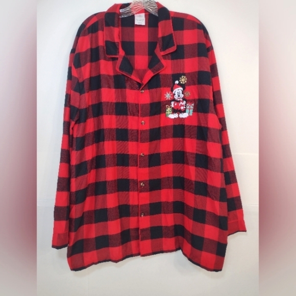 Disney Mickey Mouse Men's  Red/Black Plaid Holiday Pajama Set Size (XL) - Picture 2 of 16